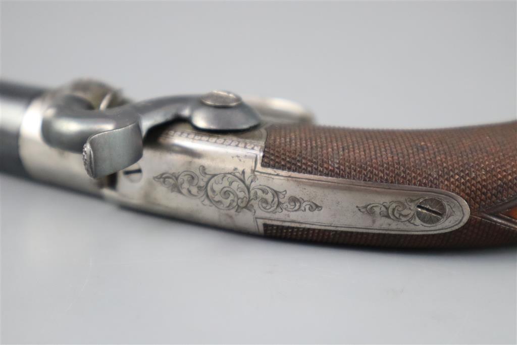 An early 19th century twin barrel flintlock pocket pistol, by Jn. & Geo. Jones of London, length 7.5in